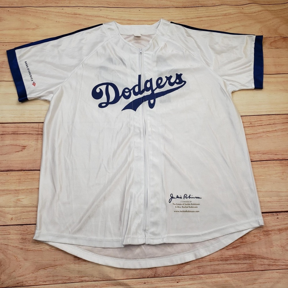 Los Angeles Dodgers Full Zip Jersey Mens XL Blue MLB Baseball Jackie Robinson 42